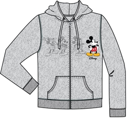 Adult Mickey Plus One Zip Up Hoodie Gray