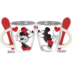 Disney Mickey and Minnie Espresso Cups with Spoons Jerry Leigh Exc